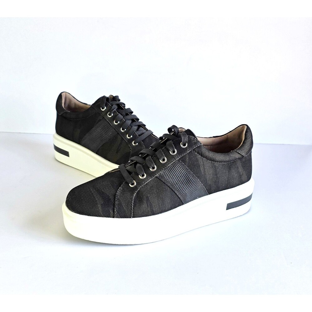 LINEA PAOLO Women's Kim Sneakers Dark Green Camo Sz 9.5 Lace Up Platform